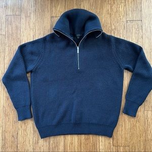 COS Men’s High-Funnel Neck Zip Sweater, Medium